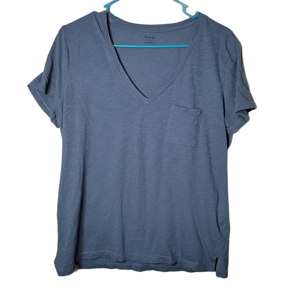 Madewell Blue V-neck Shirt - Large